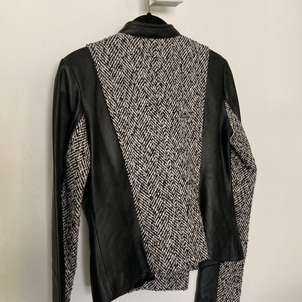 Bagatelle Leather Jacket w/ Houndstooth‎ Knit - Picture 8 of 9
